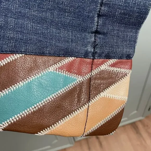 Rock & Roll Denim Cowgirl Leather Patch Trouser Jeans Size 32 Western Country - Picture 9 of 9